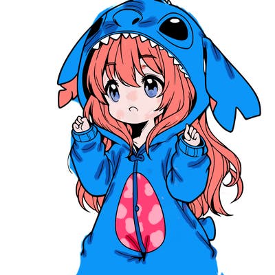 anime girl in a stitch onsie