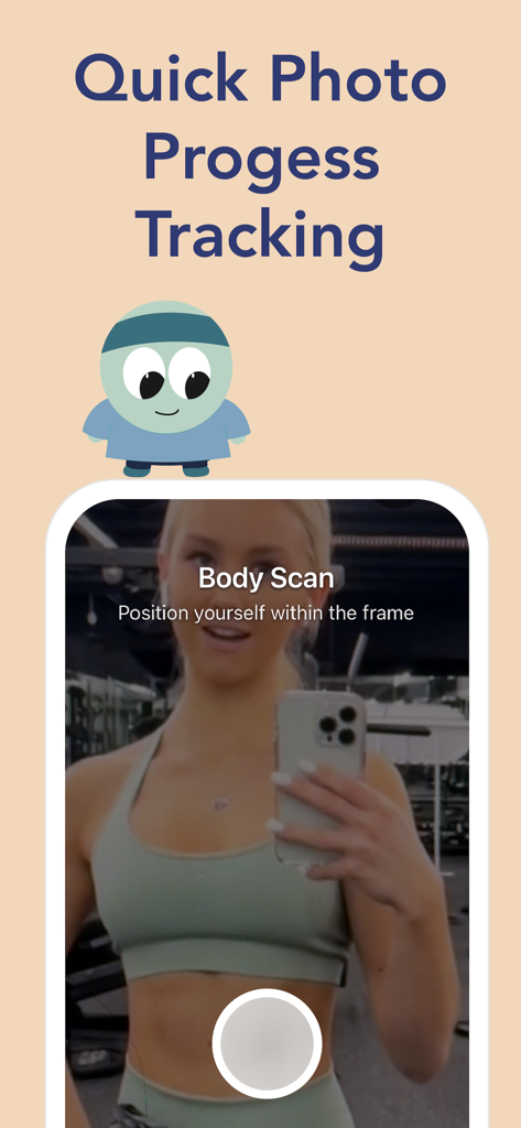 Pipo AI - Workouts & Diet Pal - Pipo AI app showing the quick photo progress tracking and body scan feature