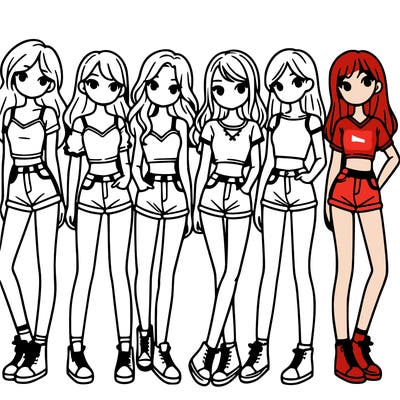 a group of girls wearing crop tops and shorts