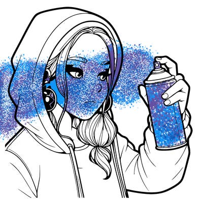 a realistic girl, spray painting