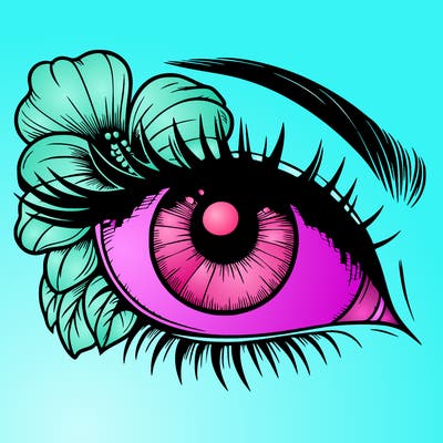 realistic eye with flower