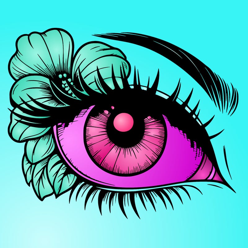 realistic eye with flower