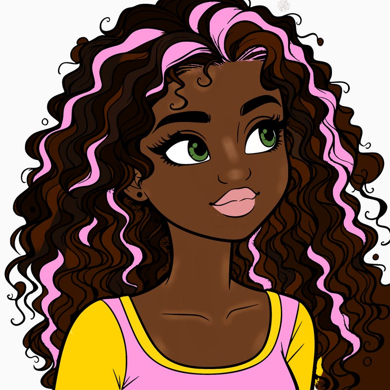 realistic girl with curly hair