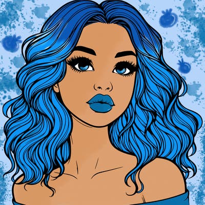 realistic girl with wavy hair and lips