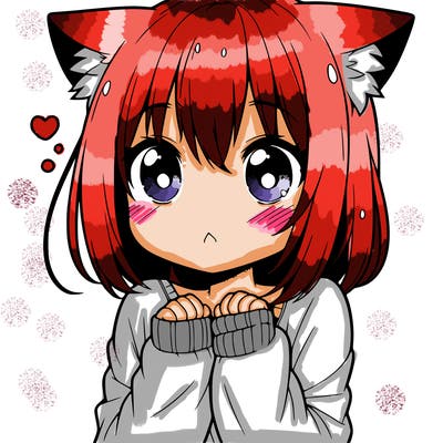 shy anime catgirl