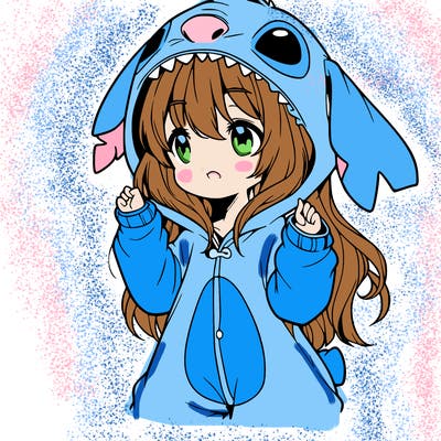 anime girl in a stitch onsie