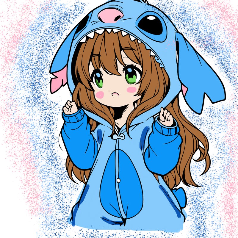 anime girl in a stitch onsie