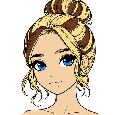 realistic pretty girl with hair in bun