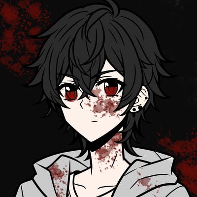teen anime boy shoulder length hair and pierced ears