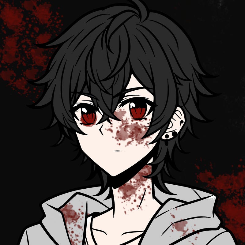 teen anime boy shoulder length hair and pierced ears