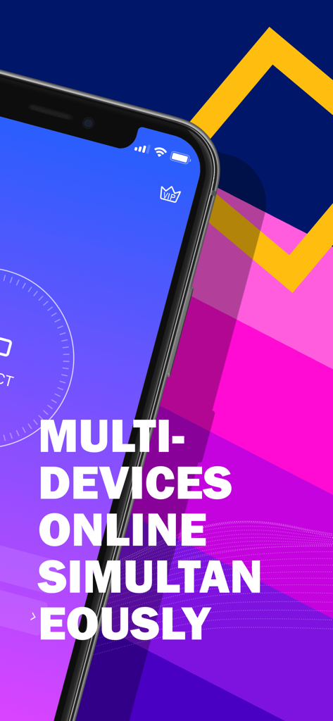 PlexVPN - Best Unlimited Proxy - PlexVPN app screenshot showing multi-device online support on an iPhone