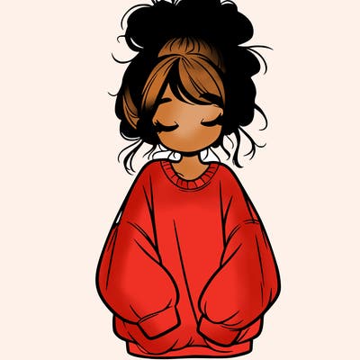 girl with baggy sweatshirt and messy bun