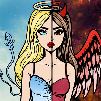 devil vs angel realistic girl