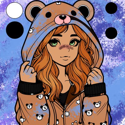 realistic girl in a animal pjs hoodie