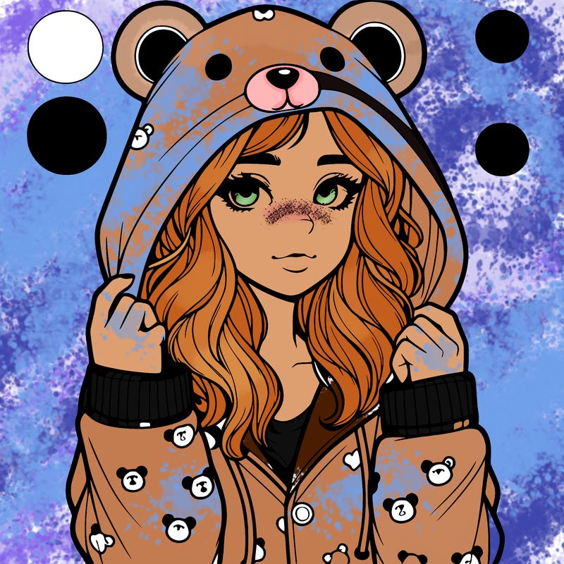 realistic girl in a animal pjs hoodie