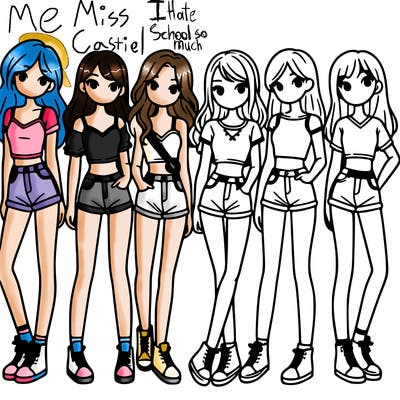 a group of girls wearing crop tops and shorts