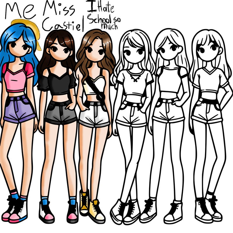 a group of girls wearing crop tops and shorts