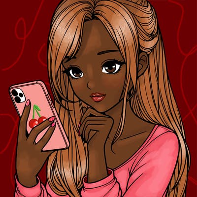 realistic girl with a  iphone