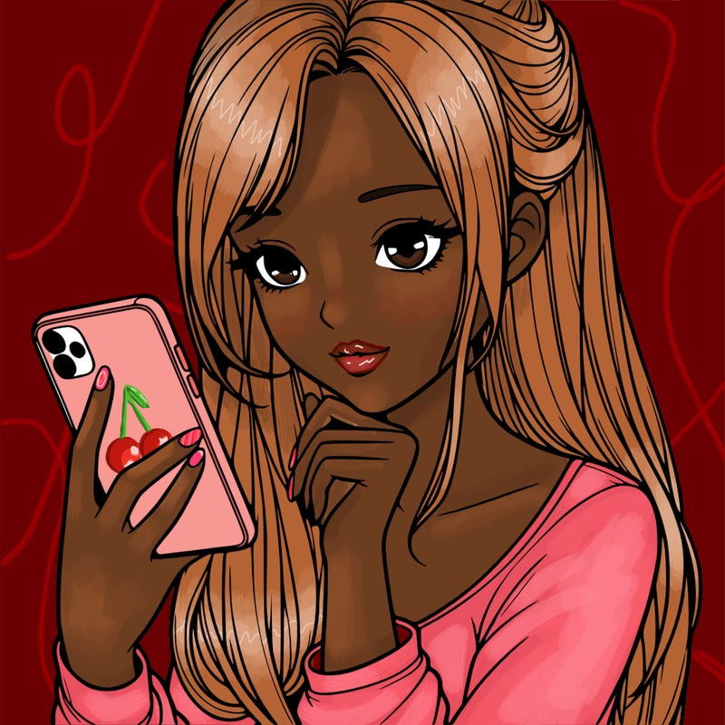 realistic girl with a  iphone