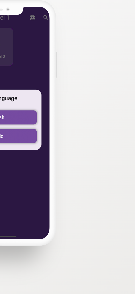 Buz TV app interface showing a language selection popup on a smartphone screen