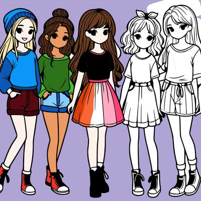 a group of five girls