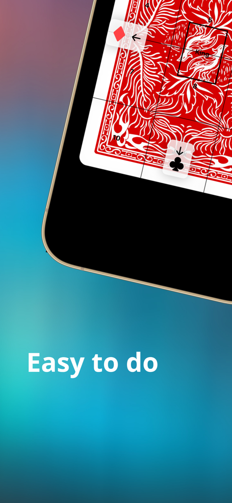 Una captura de pantalla que muestra la interfaz fácil de usar de la aplicación de trucos de magia AC2PHONE con un diseño de dorso de carta roja