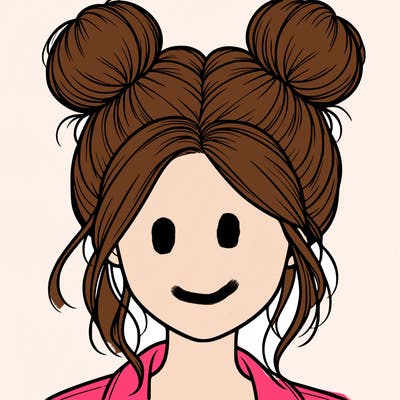realistic girl with buns on the top of her hair