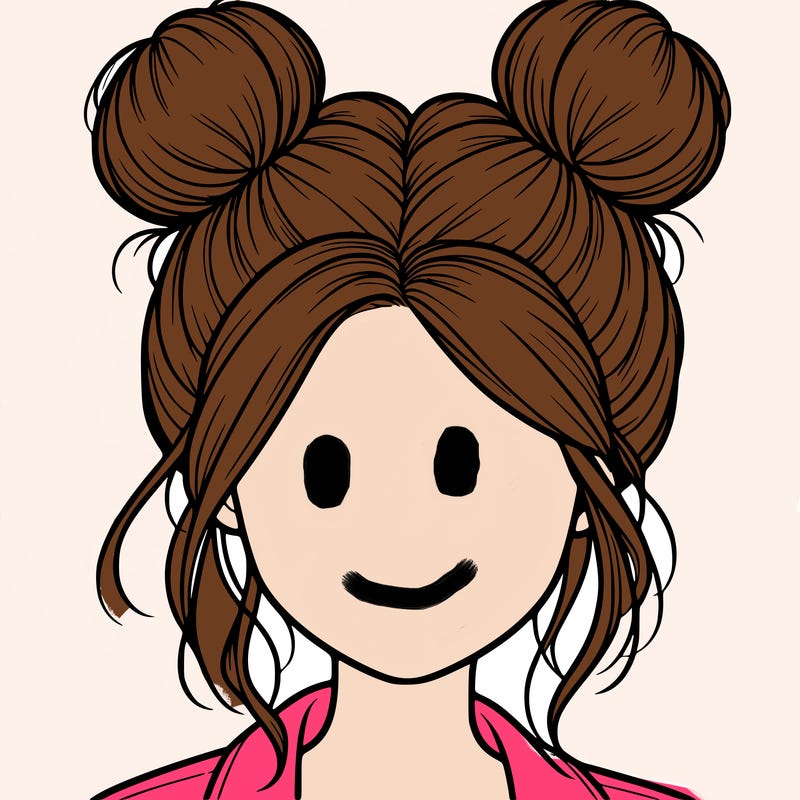realistic girl with buns on the top of her hair