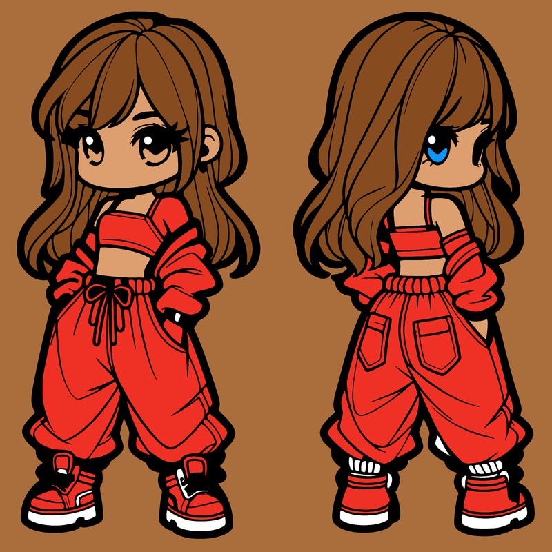 girl in crop top and baggy pants