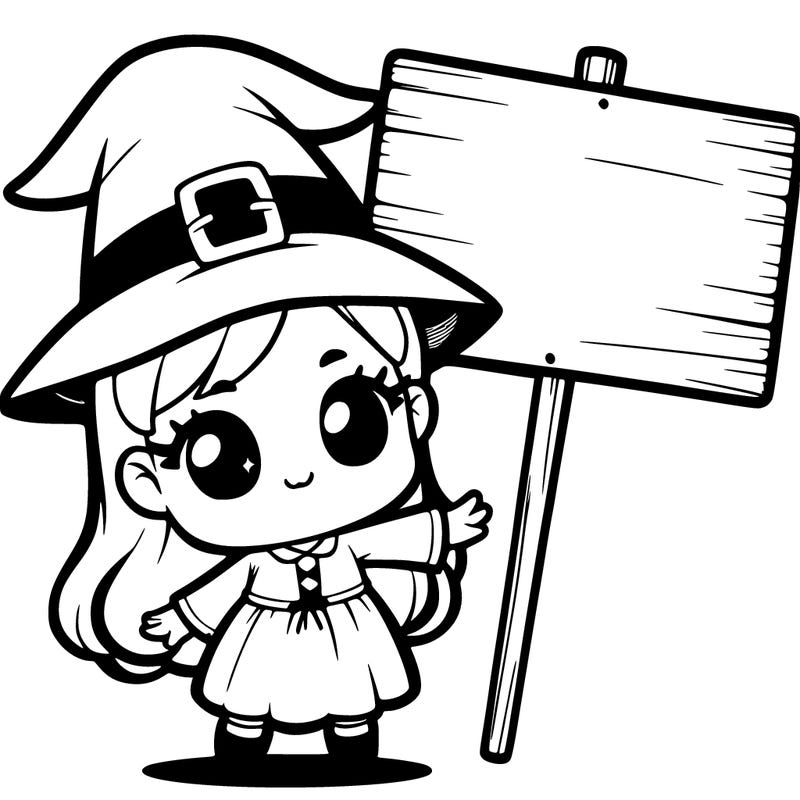 witch holding sign