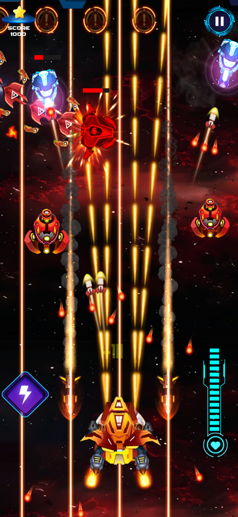 Orbital Strike Space Shooter - Arcade space shooter gameplay featuring a starship firing laser beams at alien invaders in a cosmic battle.