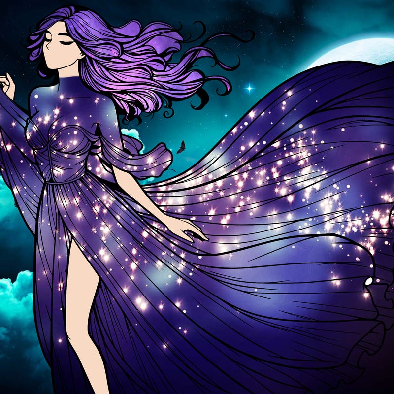 realistic woman in dress flowing the the wind