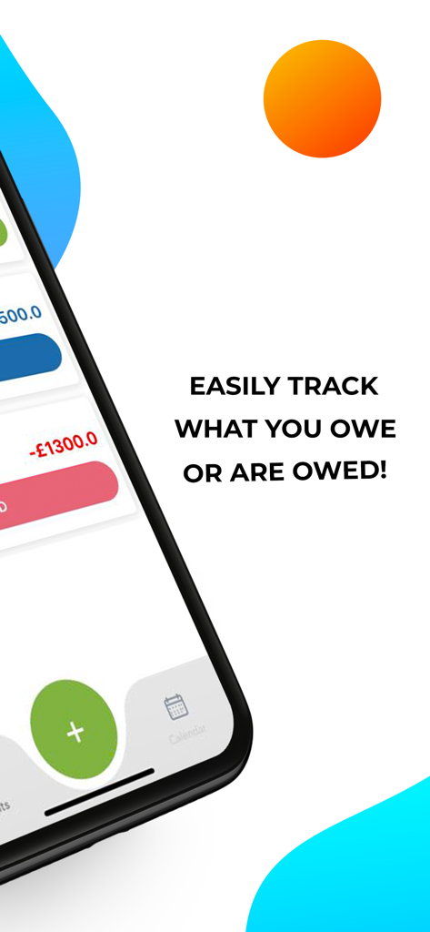 Interface de l'application Owe montrant comment suivre ce que vous devez ou ce que l'on vous doit.