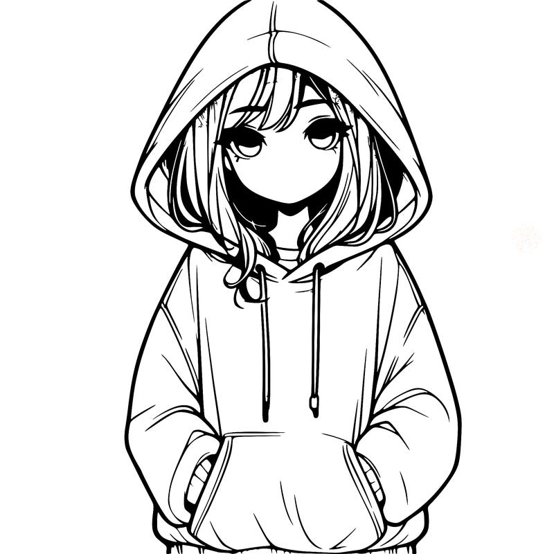 realistic girl with oversized hoodie