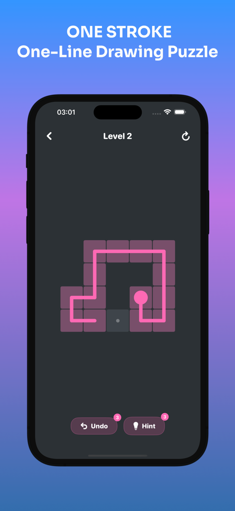A screenshot of the One Stroke one-line drawing puzzle game in the Game Box app.