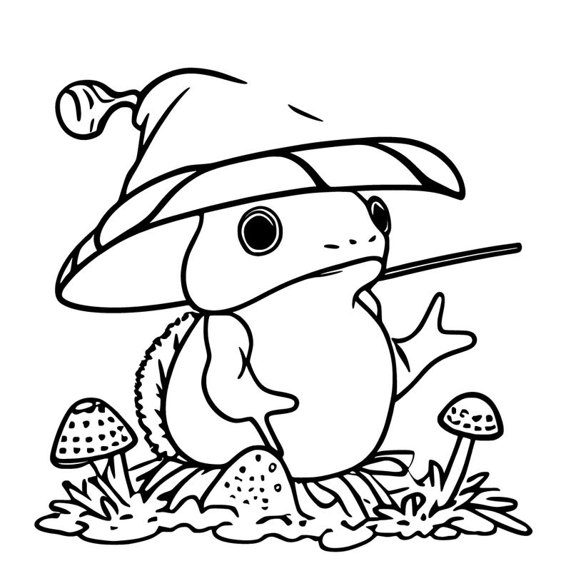 cute frog with a mushroom hat