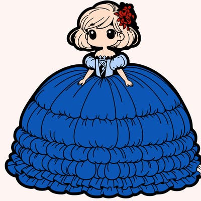 a girl with a massive puffy dress