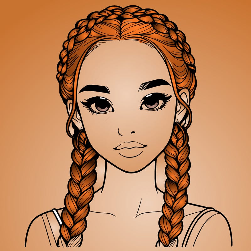 realistic girl with braids