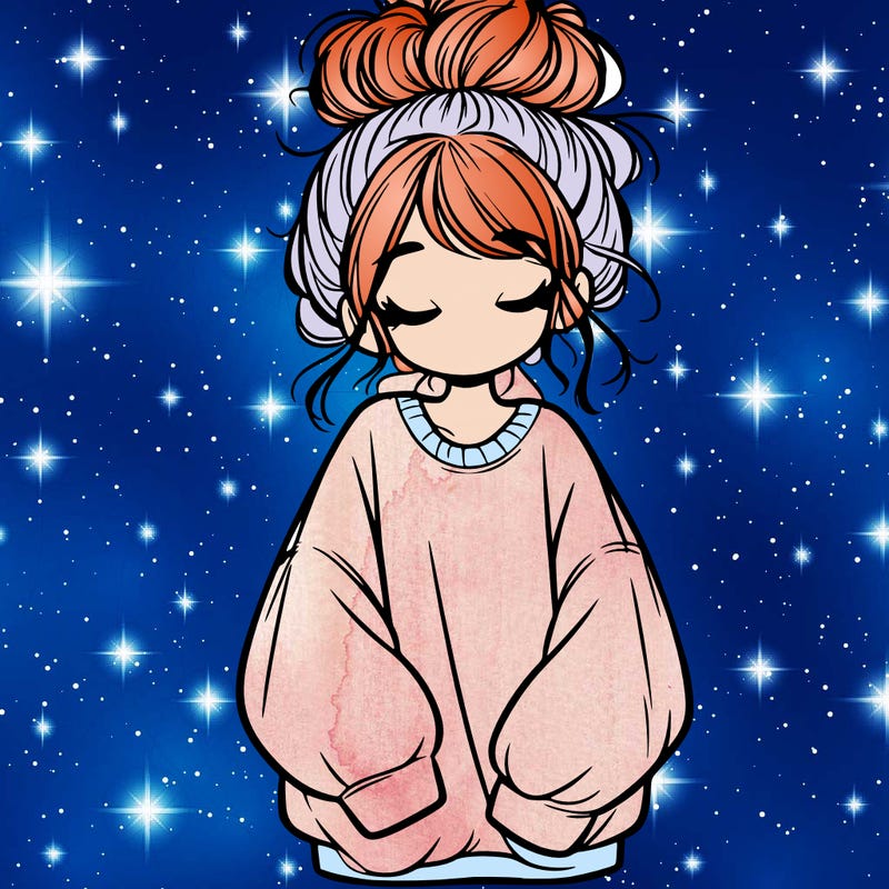 girl with baggy sweatshirt and messy bun