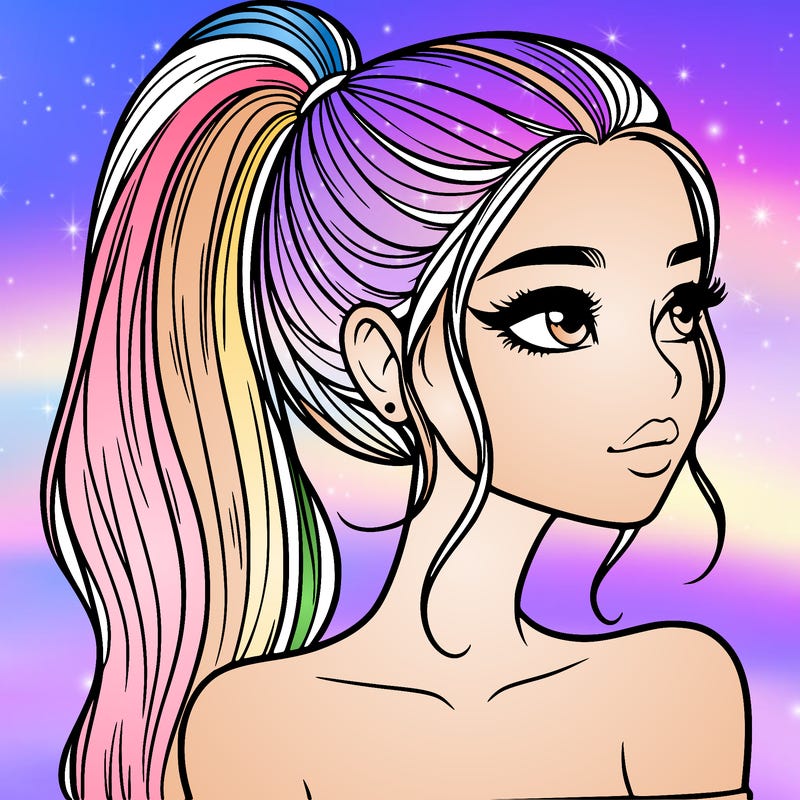 a beautiful and realistic girl with a high pony tail