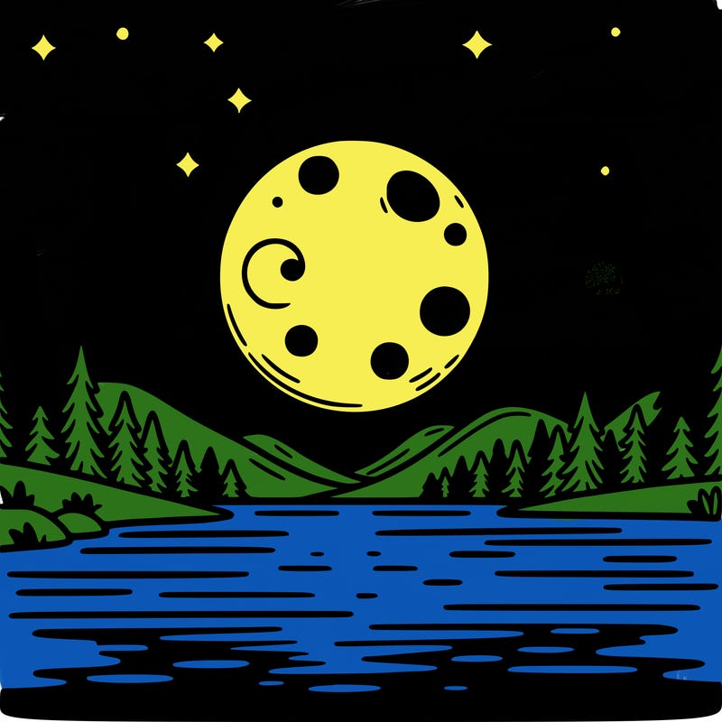 moonlight shining on a lake