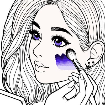 a realistic girl doing her makeup