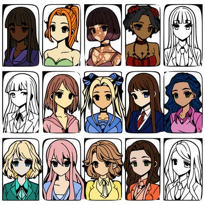 girls that look diffrent anime