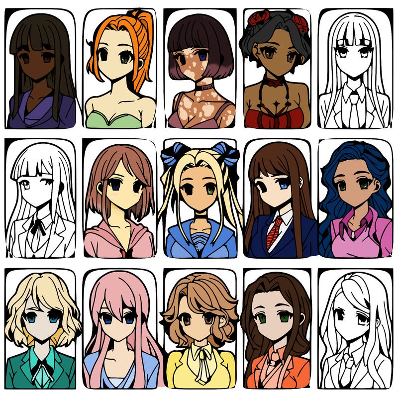 girls that look diffrent anime