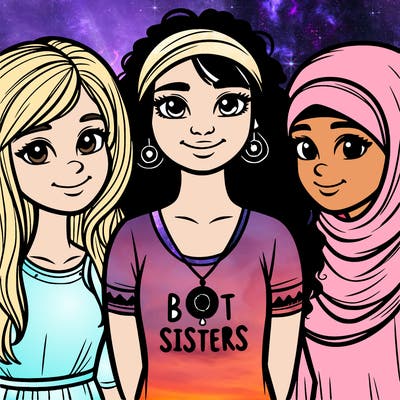 three sisters with a best sisters necklace