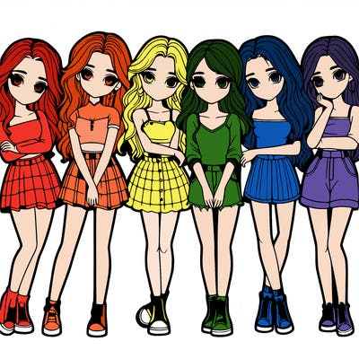 a group of girls realistic