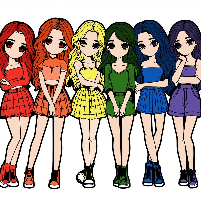 a group of girls realistic