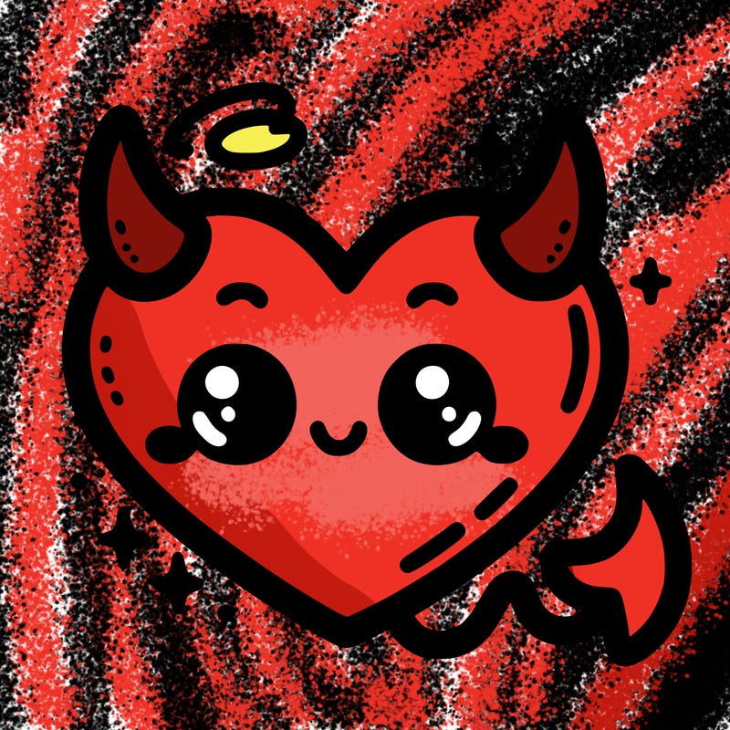 heart with devil horns and devil tail
