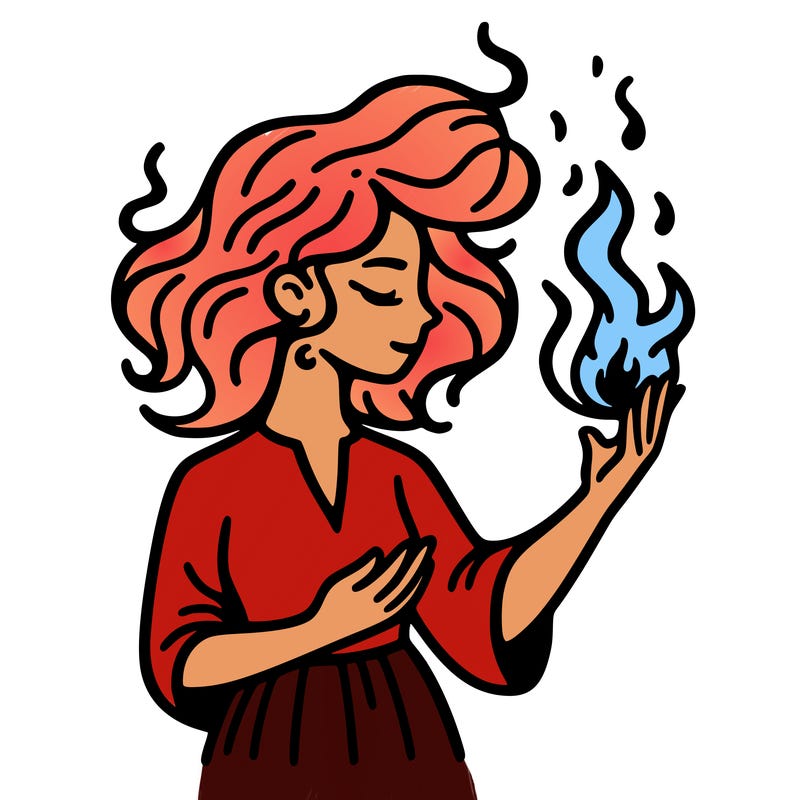 woman with fire