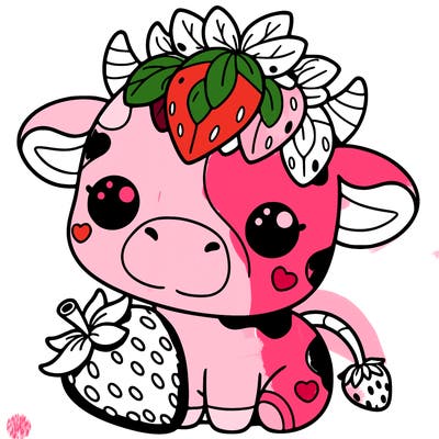 cute strawberry cow
